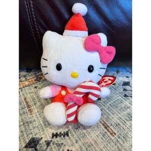 TY Beanie Baby Sanrio Hello Kitty Christmas Plush W Candy Canes 2010 Kawaii Xmas
